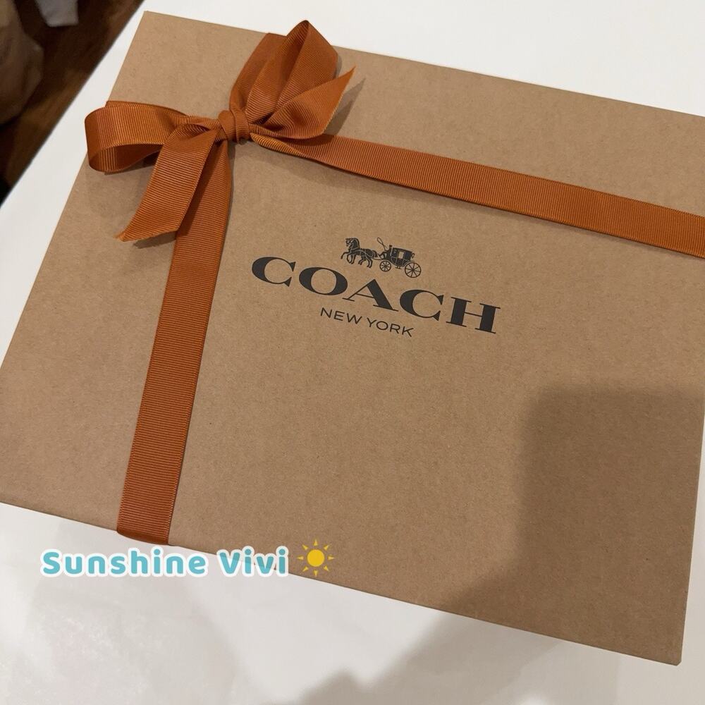 NEW Coach One Piece Gift Box 12.5 x 10.5 x 4.75 inches with ribbon tissue